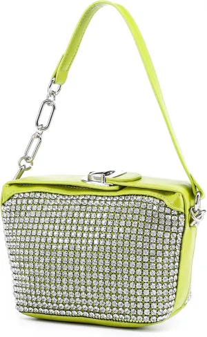 Womens Rhinestone Hobo Shoulder Bag Leather Crossbody Bag Evening Purses