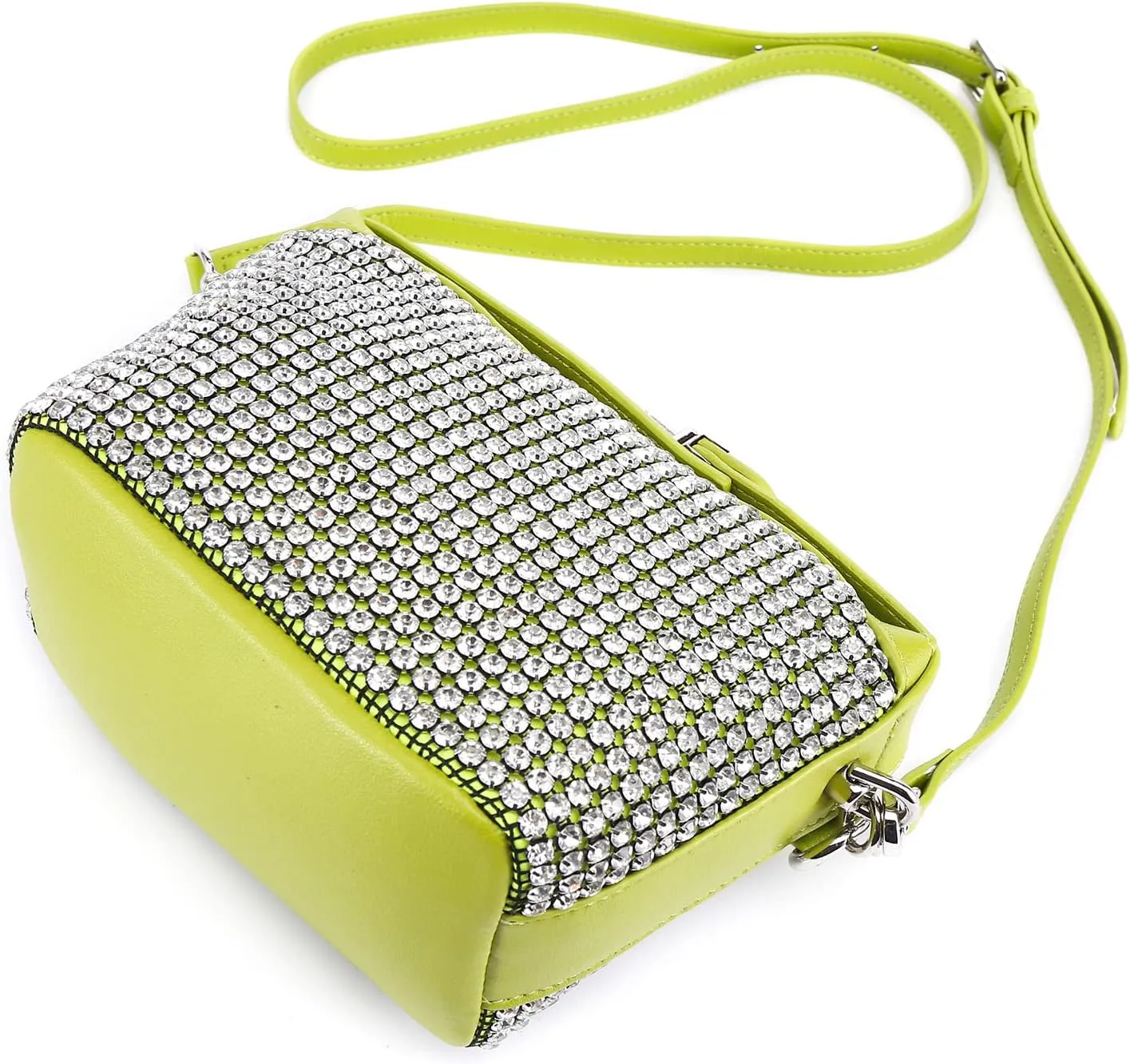 Womens Rhinestone Hobo Shoulder Bag Leather Crossbody Bag Evening Purses