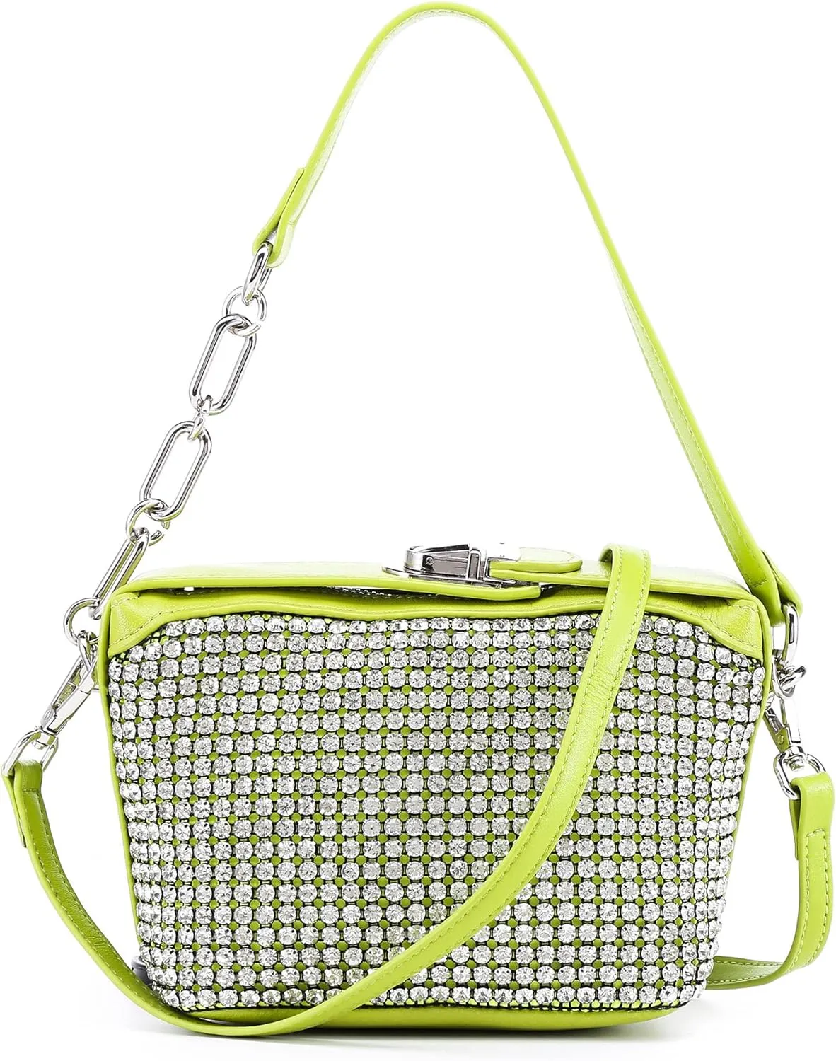 Womens Rhinestone Hobo Shoulder Bag Leather Crossbody Bag Evening Purses