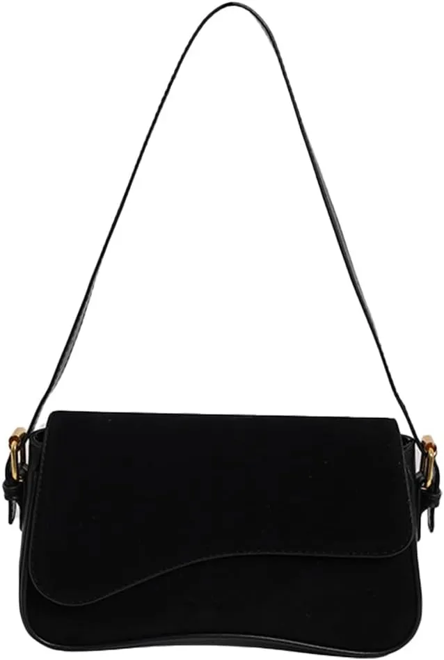 Women's Shoulder Bag Suede Handbag Underarm Purse Tote Bag Brown Suede Purse Y2K Crossbody Bag with 2 Removable Straps