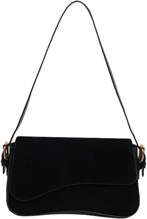 Women's Shoulder Bag Suede Handbag Underarm Purse Tote Bag Brown Suede Purse Y2K Crossbody Bag with 2 Removable Straps