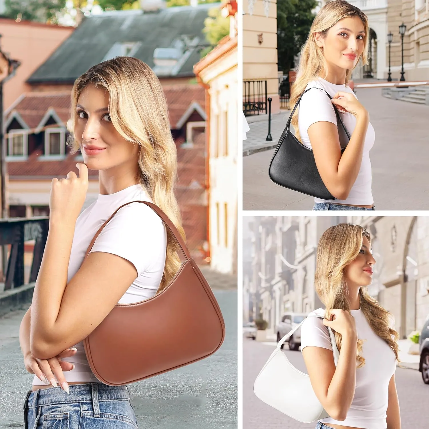 Women's Shoulder Bags, Small Hobo Tote Elegant Clutch Purse with Zipper Closure