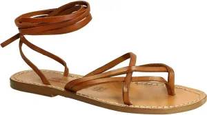 Womens Strappy Leather Sandals Handmade in Italy in Dark Brown Cuir