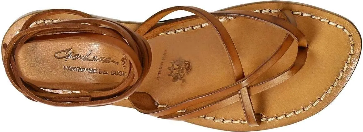 Womens Strappy Leather Sandals Handmade in Italy in Dark Brown Cuir