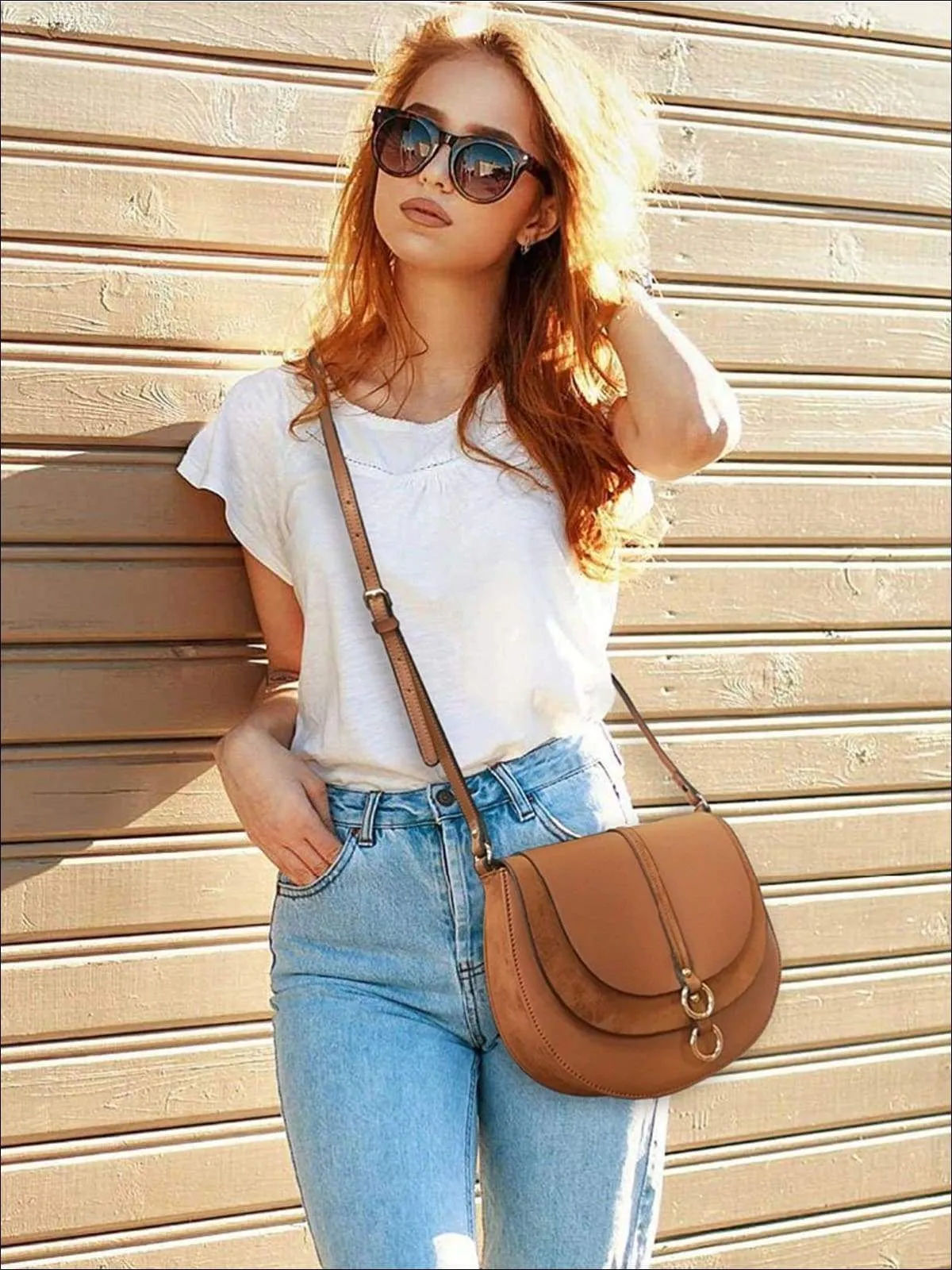 Women's Synthetic Leather & Suede Shoulder Bag