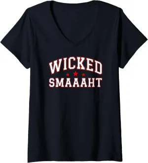 Womens Wicked Smaht Boston Accent Bostonians V-Neck T-Shirt