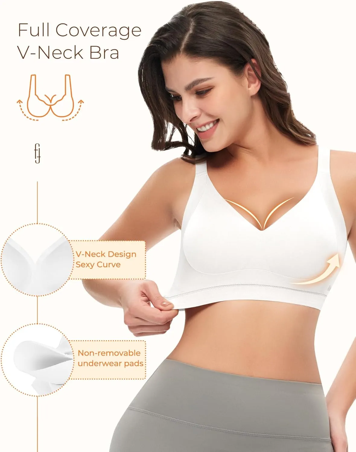 Women's Wireless Push Up Bra, Seamless T-Shirt Bra with Full Coverage, Comfortable Support for Everyday Wear