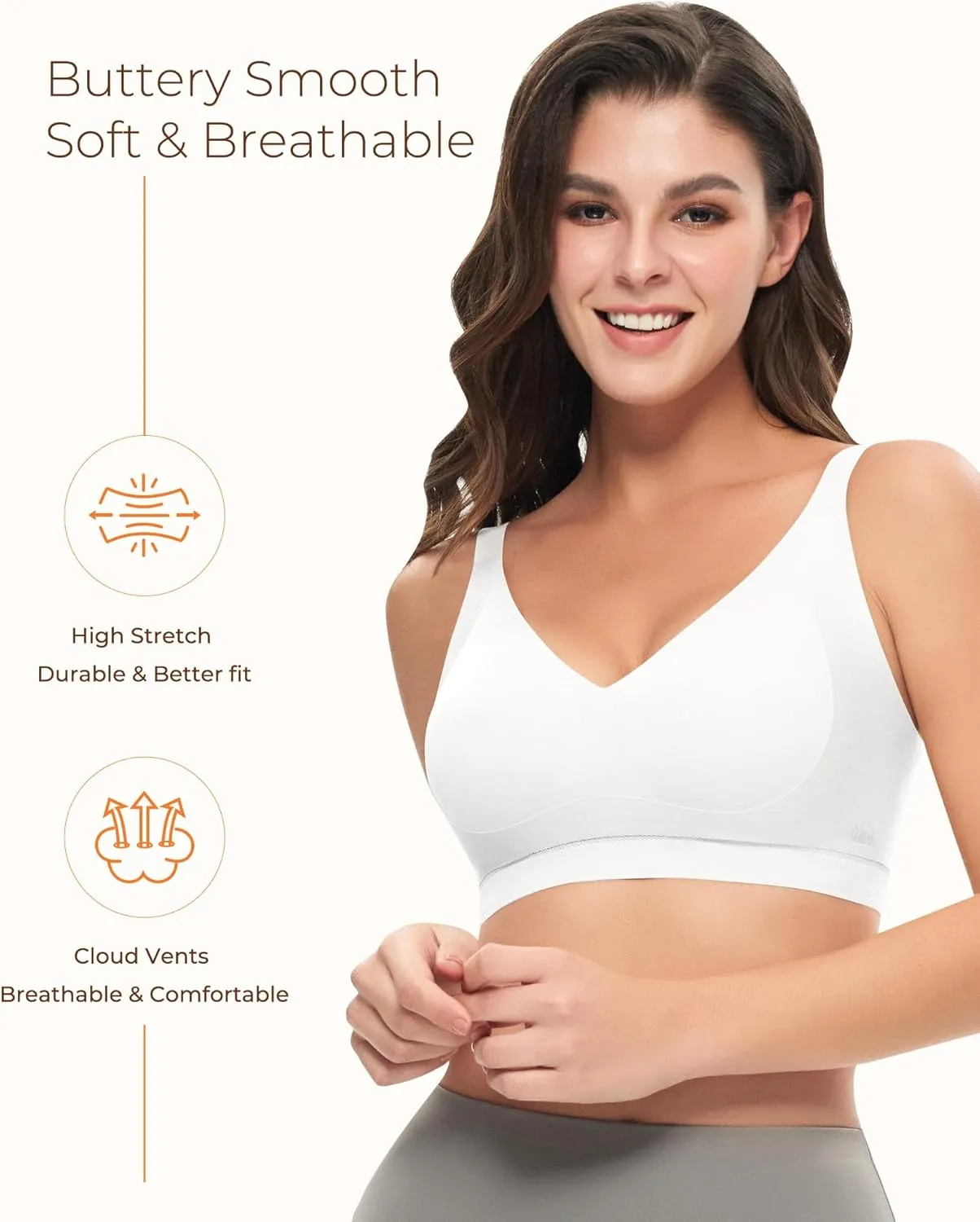 Women's Wireless Push Up Bra, Seamless T-Shirt Bra with Full Coverage, Comfortable Support for Everyday Wear