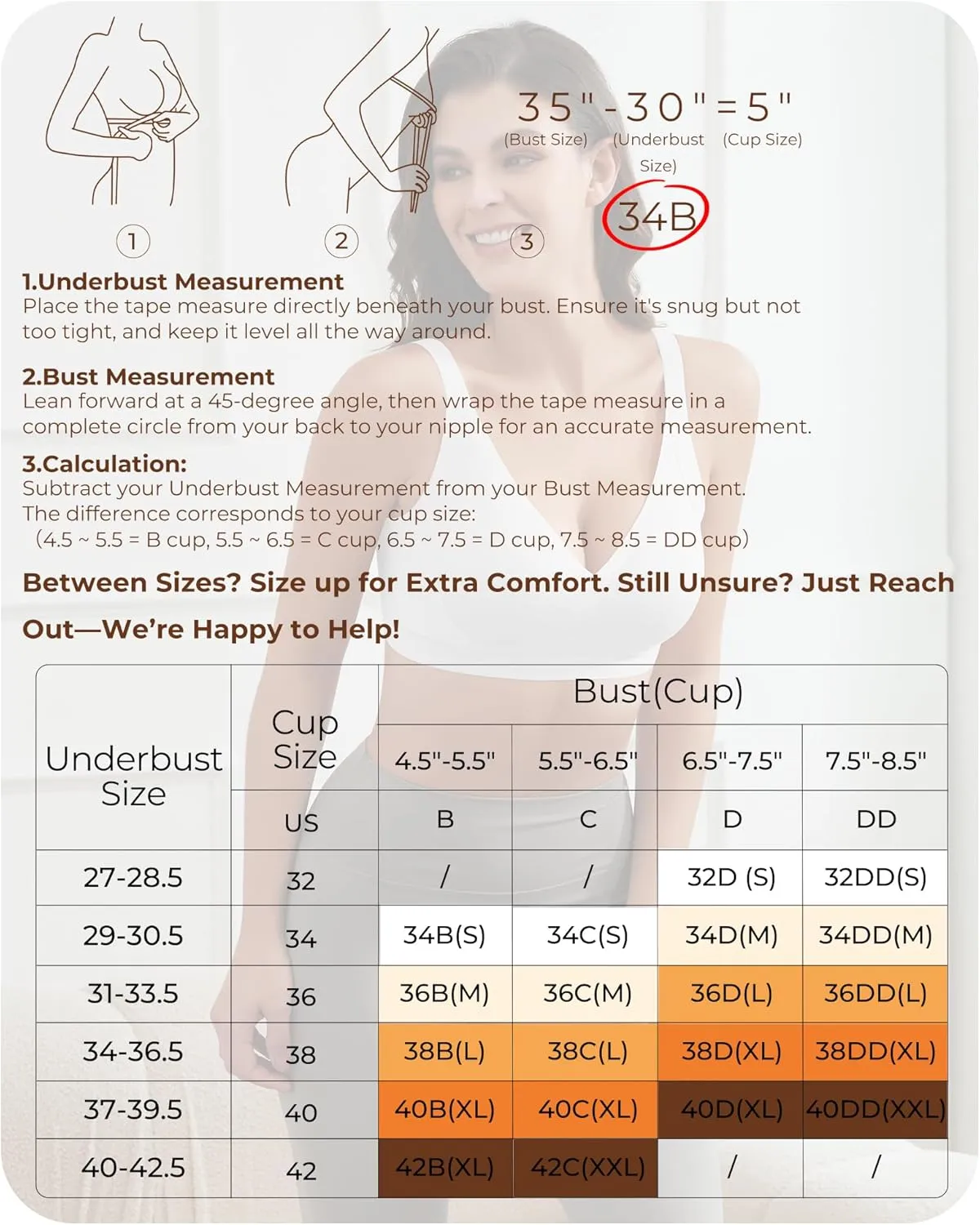 Women's Wireless Push Up Bra, Seamless T-Shirt Bra with Full Coverage, Comfortable Support for Everyday Wear