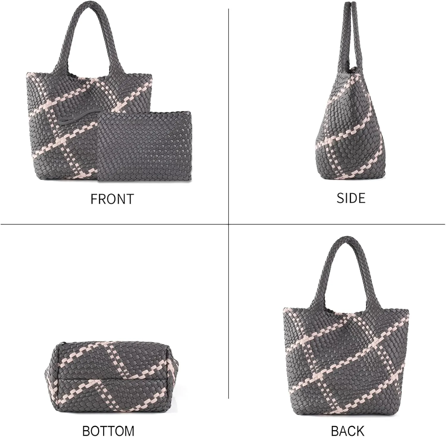 Woven Bag for Women Vegan Leather Tote Bag Large Summer Beach Travel Handbag and Clutch Retro Handmade Shoulder Bag