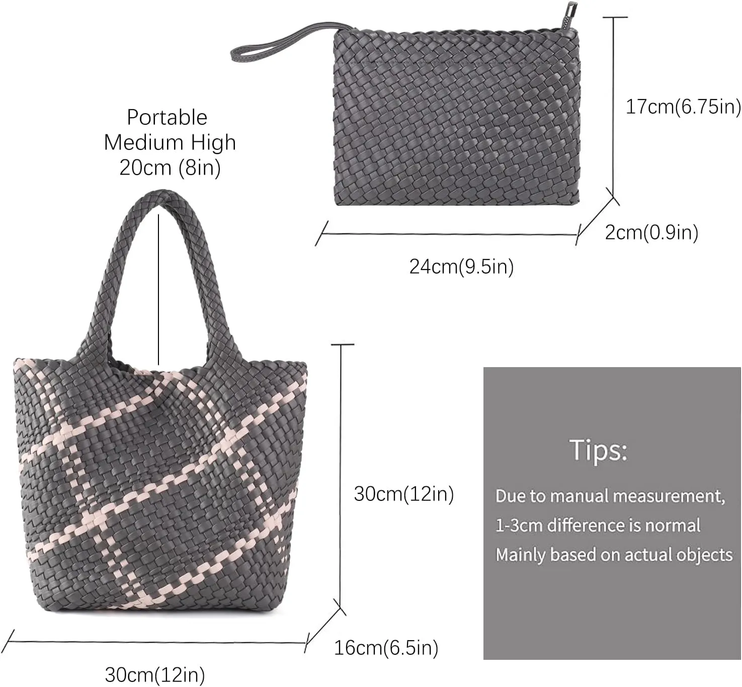 Woven Bag for Women Vegan Leather Tote Bag Large Summer Beach Travel Handbag and Clutch Retro Handmade Shoulder Bag