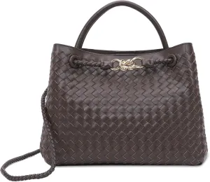 Woven Tote Bag for Women Crossbody Handbag,Vegan Leather Large Tote Purse,Trendy Satchel Handbag Bowknot Shoulder Bag