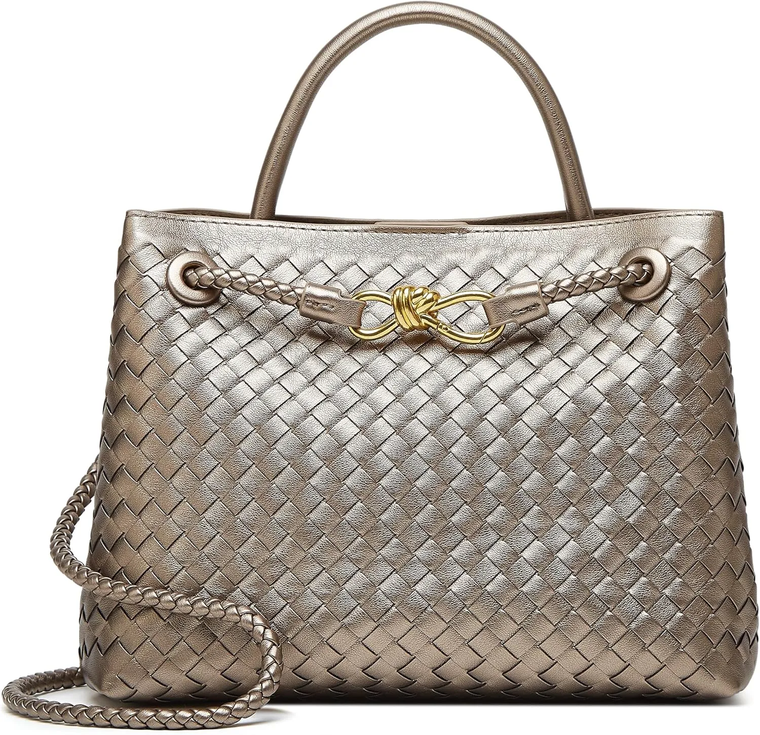 Woven Tote Bag Womens Purse: Vegan Leather Shoulder Handbags - Fashion Summer Beach Tote Bags - Large Travel Totes