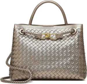Woven Tote Bag Womens Purse: Vegan Leather Shoulder Handbags - Fashion Summer Beach Tote Bags - Large Travel Totes