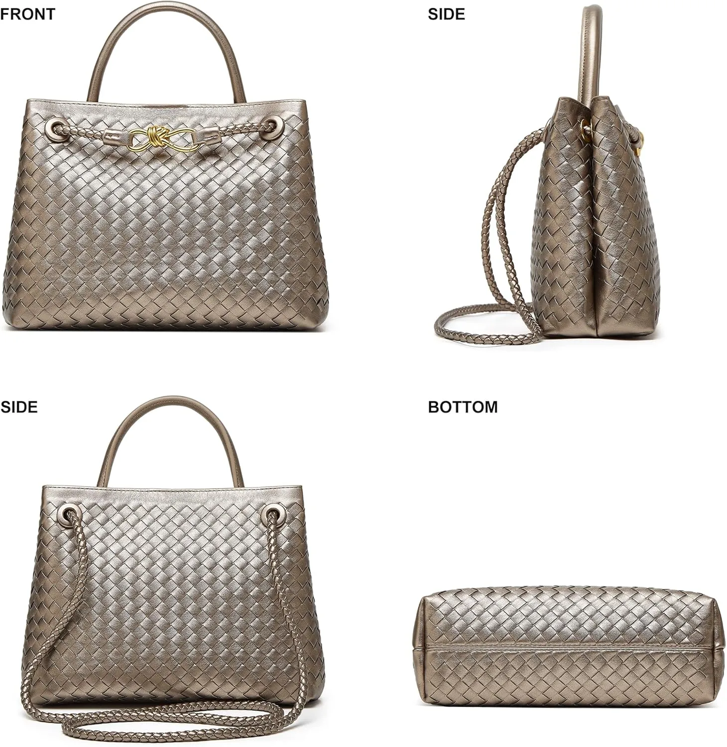 Woven Tote Bag Womens Purse: Vegan Leather Shoulder Handbags - Fashion Summer Beach Tote Bags - Large Travel Totes