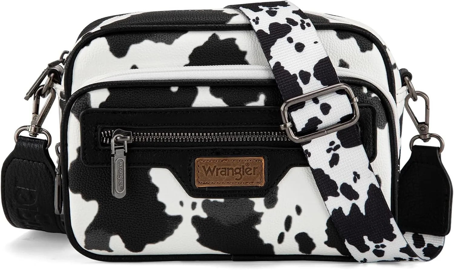 Wrangler Crossbody Bag for Women Vegan Leather Vintage Multi Pocket Crossover Bag Shoulder Purse with Card Slot, Back Zipper Pocket and Adjustable Strap