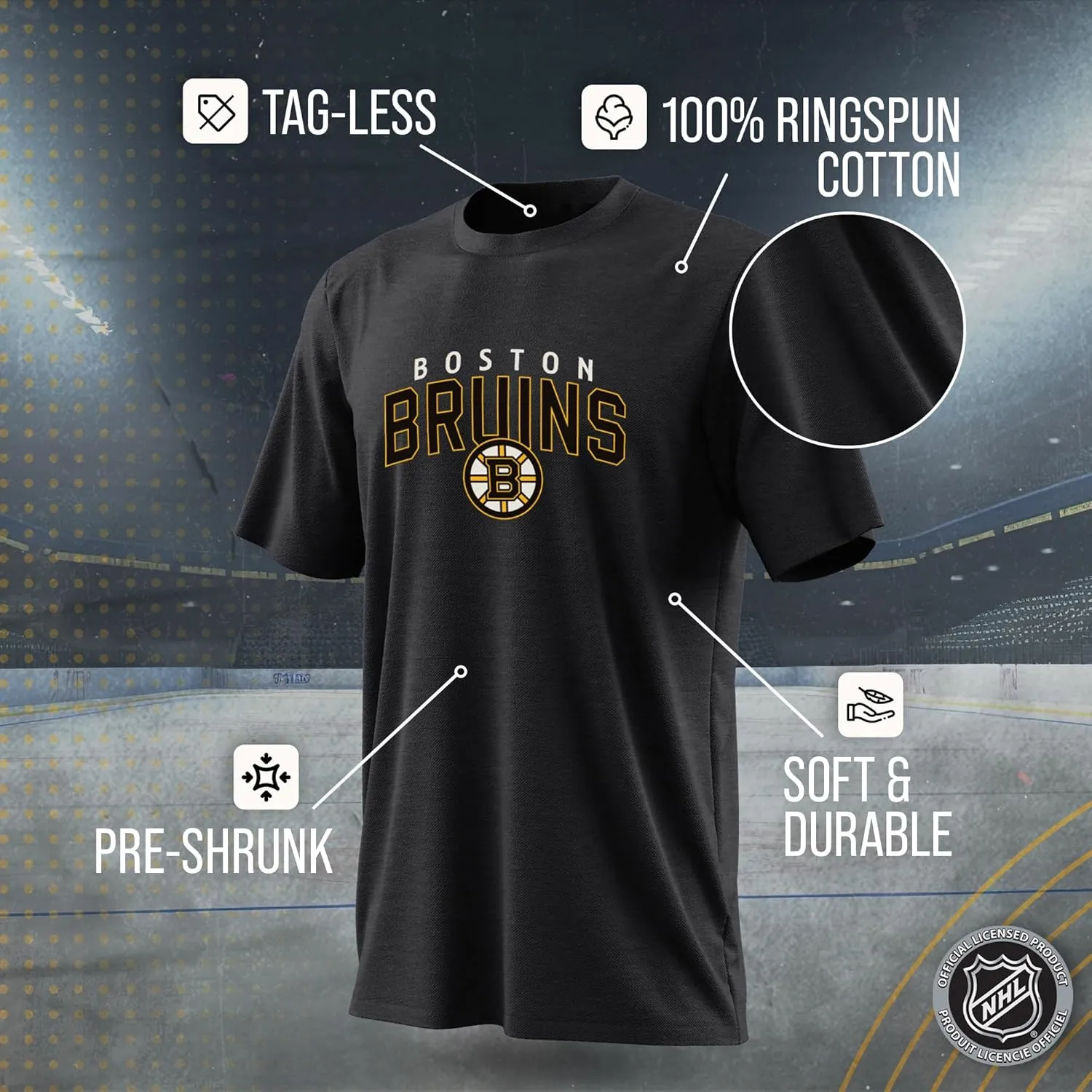 Wright & Ditson NHL Adult Powerplay Heathered Unisex T-Shirt - 100% Cotton - Tagless and Comfortable