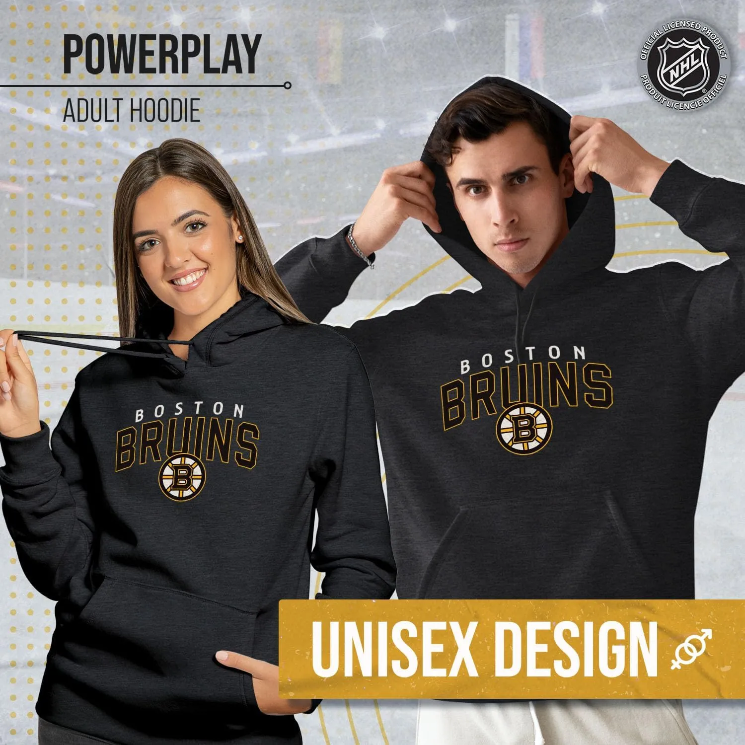 Wright & Ditson NHL Adult Unisex Powerplay Hooded Sweatshirt - Cotton Poly Fleece - Tagless and Comfortable