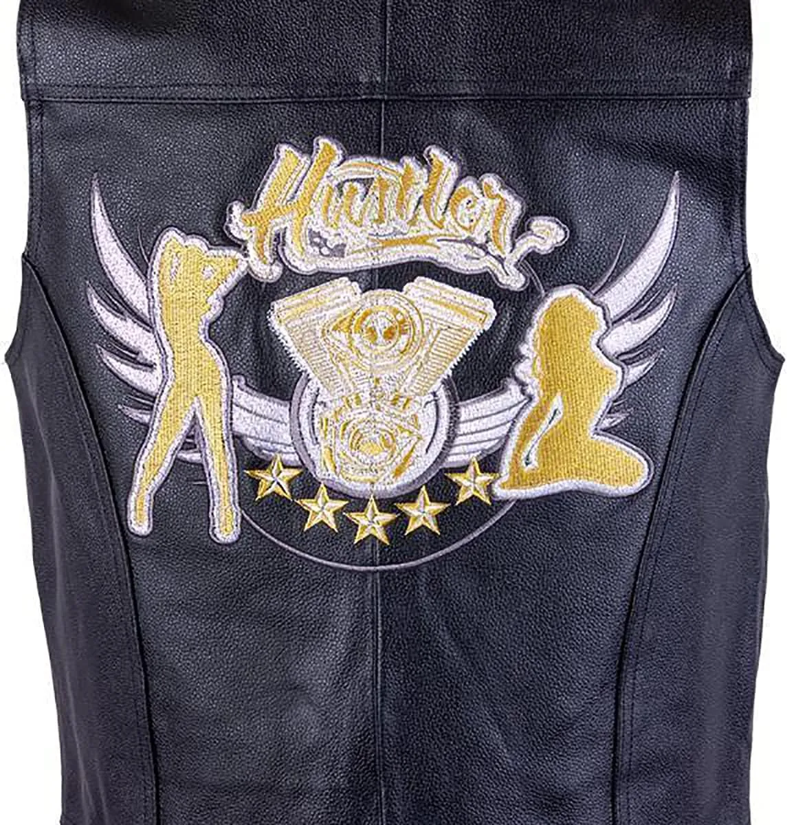 Xelement HSVT 220 Motorcycle Leather Vest For Men - Twin Grils - Premium Genuine Biker Club Gilet