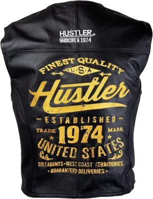 Xelement HSVT 230 Motorcycle Leather Vest For Men - Hustler 1974 - Premium Genuine Biker Club Gilet