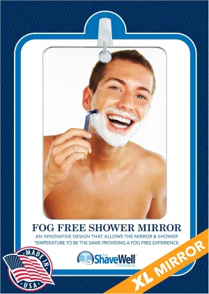 XL Anti-Fog Shaving Mirror | Fogless Hanging Bathroom Shower Mirror with Handheld Option for Men and Women | Fog Free & Includes Long-Lasting Removable Adhesive Hook