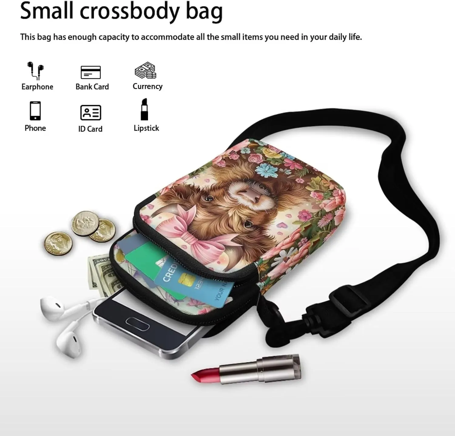 Xpyiqun Crossbody Phone Bag for Purse for Women Canvas Small Sling Shoulder Handbag Cross Body Pouch