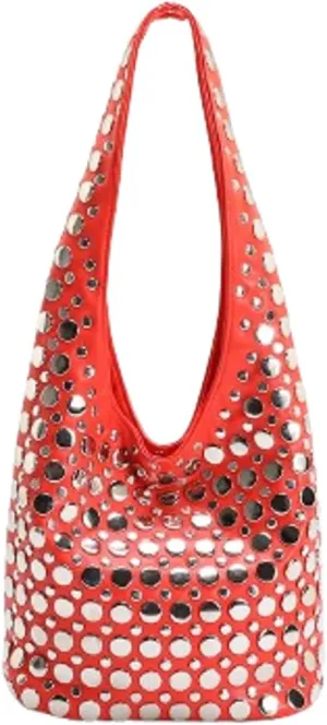 Y2k 90s Crescent Hobo Bags Women Studded PU Leather Shoulder Crossbody Purse Trendy Punk Underarm Satchels Bag Tote Handbag