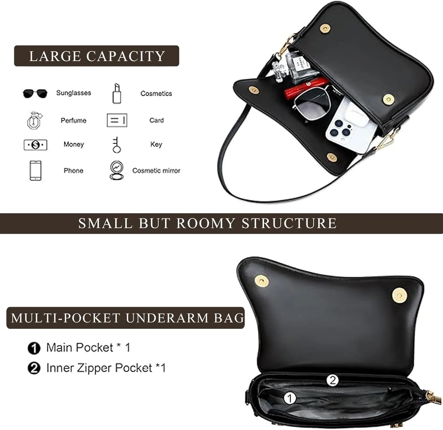 Y2K Purse Shoulder Bag for Women, Top Handle Handbag Small Goth Punk Hobo Clutch Purses Trendy Underarm Bag