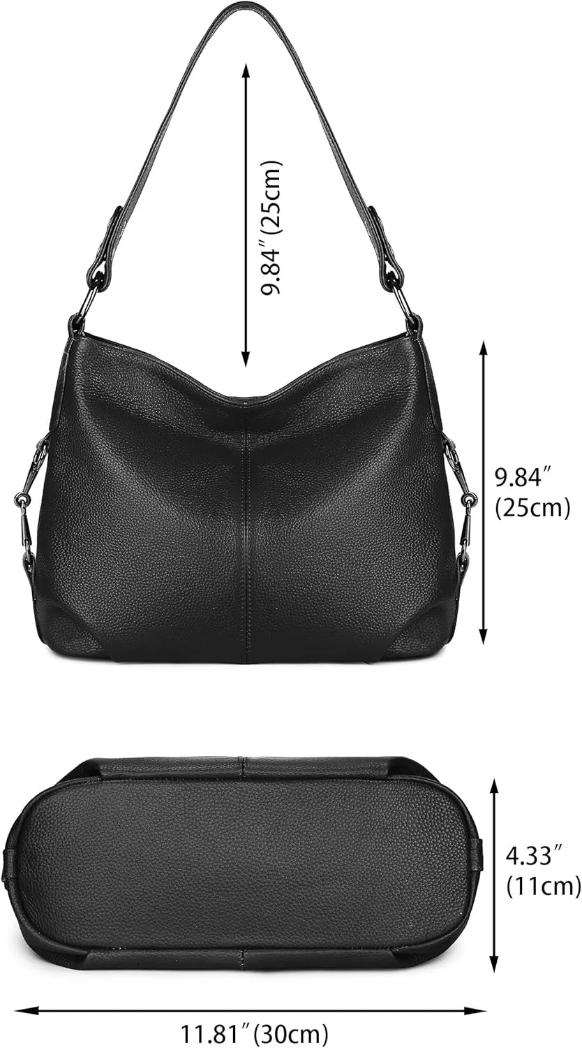 YALUXE Genuine Leather Shoulder Bags Stylish Hobo Handbags Purses Crossbody Bags for Women