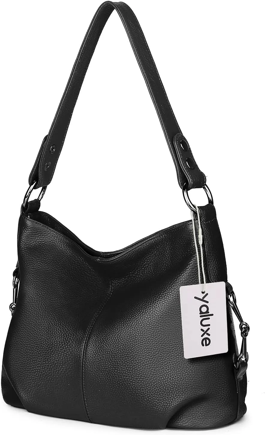 YALUXE Genuine Leather Shoulder Bags Stylish Hobo Handbags Purses Crossbody Bags for Women