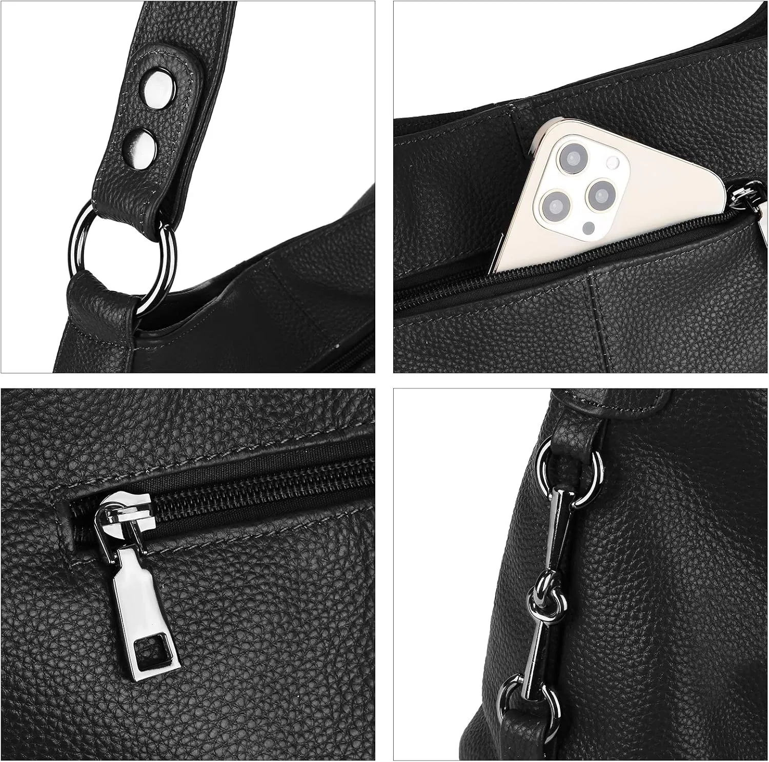 YALUXE Genuine Leather Shoulder Bags Stylish Hobo Handbags Purses Crossbody Bags for Women