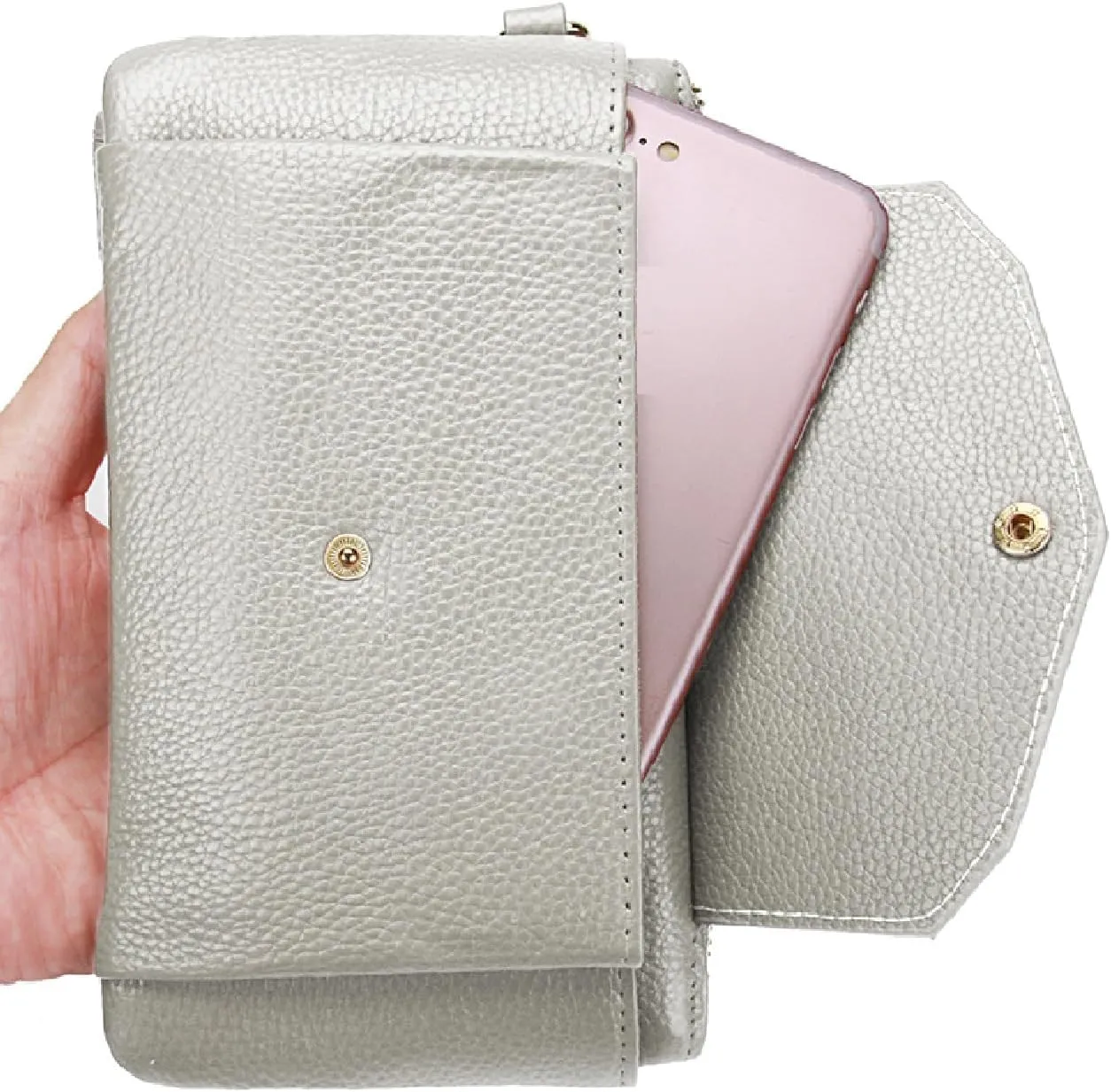 YALUXE Women's Genuine Leather Wristlet Handbags Envelope Style Cell Phone Purse Card Holder Clutch Wallet