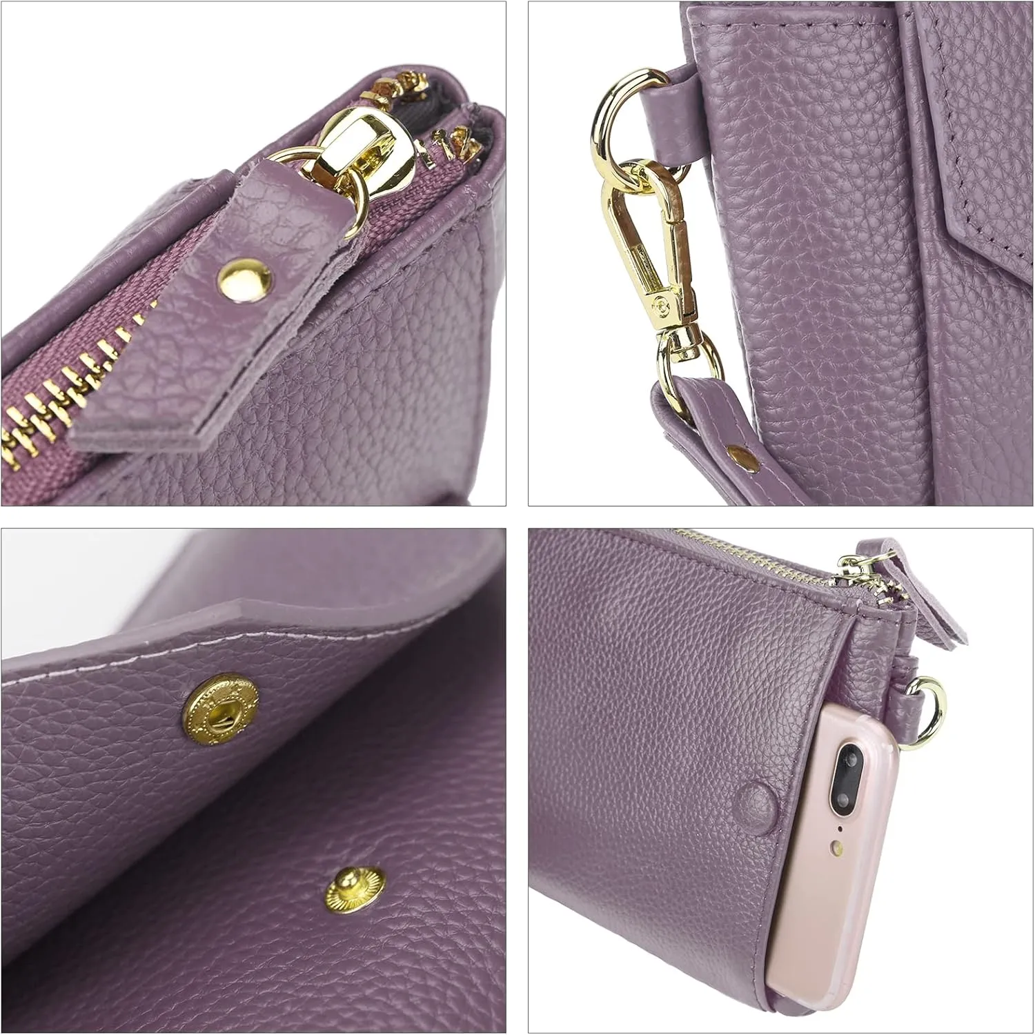 YALUXE Women's Genuine Leather Wristlet Handbags Envelope Style Cell Phone Purse Card Holder Clutch Wallet