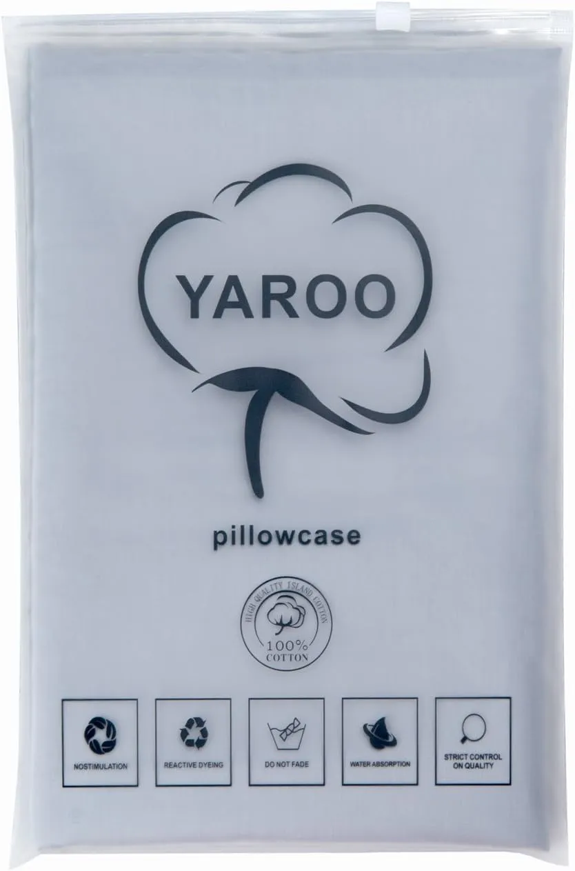 YAROO 21x72 Body Pillow Cover,Body Pillow Case,Long Pillow Case -Envelope Closure,400 Thread Count,100% Cotton,Only Cover No Insert,Body Pillowcase-Silver(Light Gray)