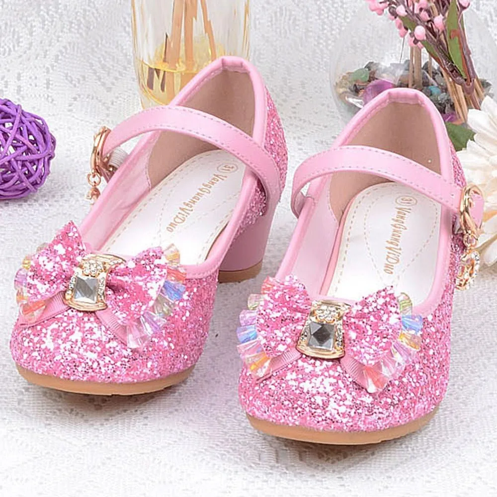 YING LAN Girl's Princess Cosplay Performance Shoes Sequins Wedding Party Dress Shoes Low Heeled Mary Jane