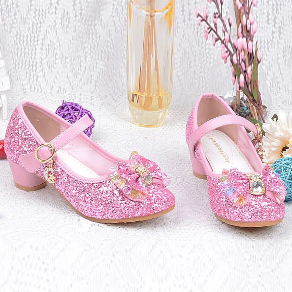 YING LAN Girl's Princess Cosplay Performance Shoes Sequins Wedding Party Dress Shoes Low Heeled Mary Jane