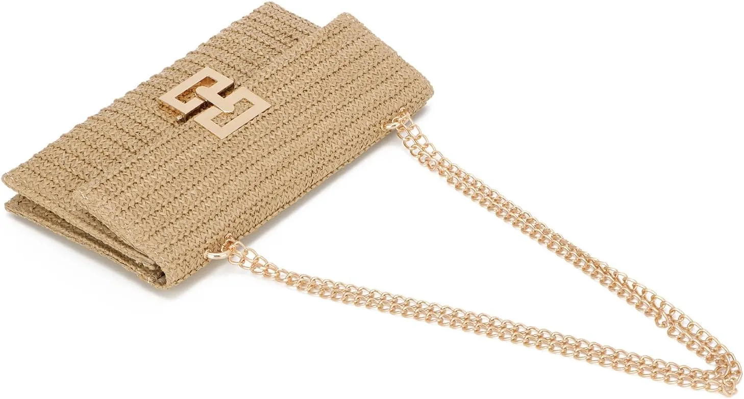Ynport Straw Clutch Purses for Women Summer Woven Evening Handbags Wicker Rattan Envelope Wallet Chain Shoulder Bag 2025