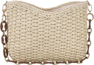 YYW Small Handmade Straw Bag for Women, Natural Summer Beach Shoulder Bag Rattan Crossbody Purse for Women