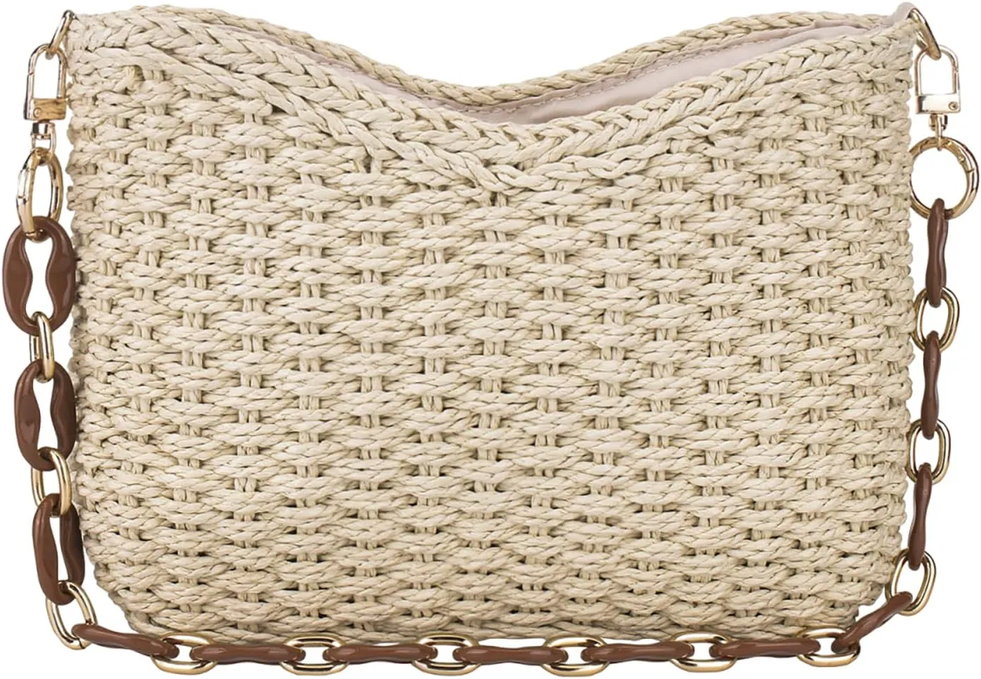 YYW Small Handmade Straw Bag for Women, Natural Summer Beach Shoulder Bag Rattan Crossbody Purse for Women