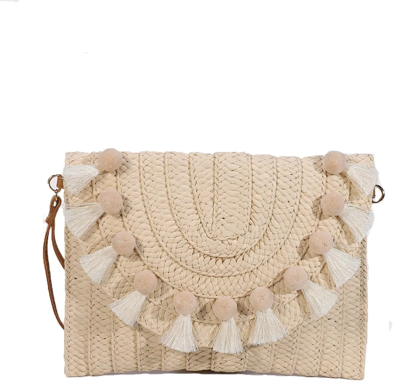 YYW Straw Clutch,Straw Handbag Clutch for Women Summer Beach Straw Woven Envelope Purse Wallet
