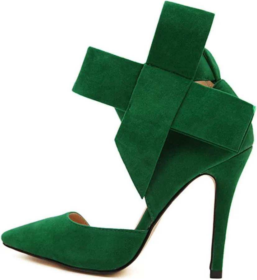 Z&L Fashion Women's Pointy Toe High Heel Stiletto Big Bow Dress Pumps