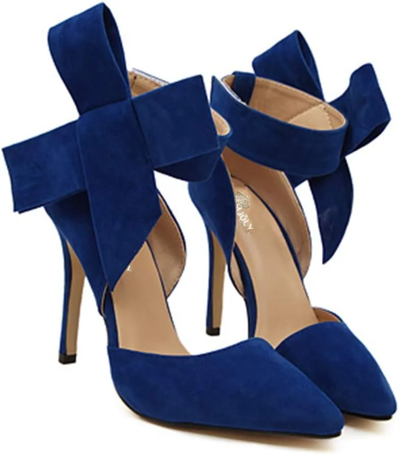 Z&L Fashion Women's Pointy Toe High Heel Stiletto Big Bow Dress Pumps
