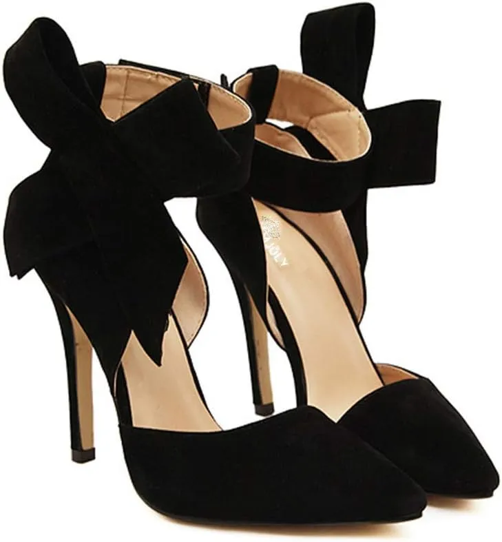 Z&L Fashion Women's Pointy Toe High Heel Stiletto Big Bow Dress Pumps