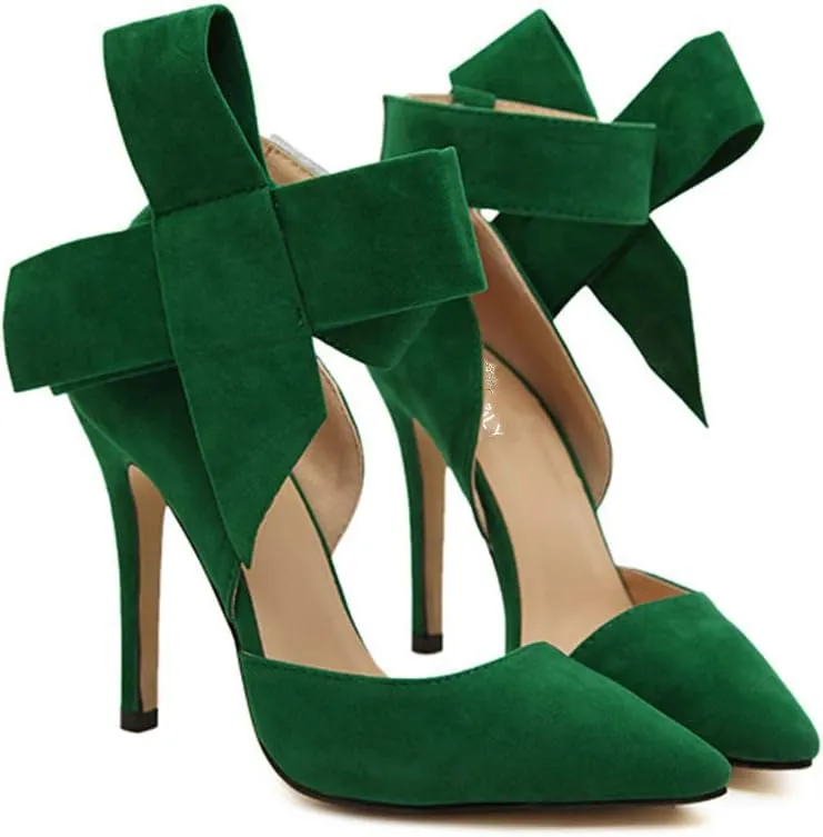 Z&L Fashion Women's Pointy Toe High Heel Stiletto Big Bow Dress Pumps