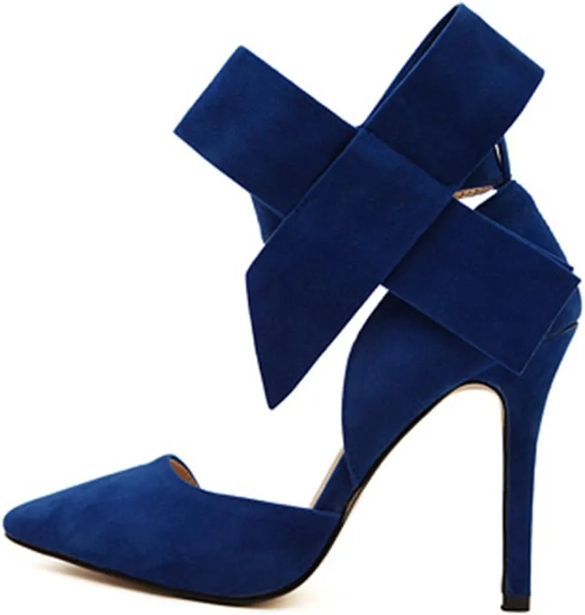 Z&L Fashion Women's Pointy Toe High Heel Stiletto Big Bow Dress Pumps