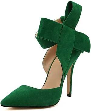 Z&L Fashion Women's Pointy Toe High Heel Stiletto Big Bow Dress Pumps