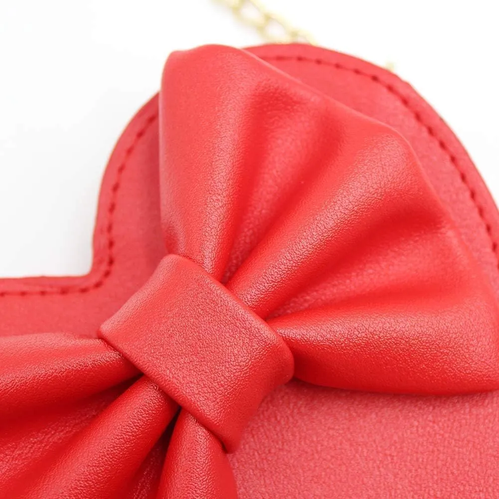 ZGMYC Cute Heart-shaped Crossbody Purse Bowknot Shoulder Bag Satchel for Little Girls Toddlers