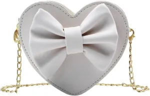 ZGMYC Cute Heart-shaped Crossbody Purse Bowknot Shoulder Bag Satchel for Little Girls Toddlers