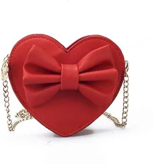 ZGMYC Cute Heart-shaped Crossbody Purse Bowknot Shoulder Bag Satchel for Little Girls Toddlers