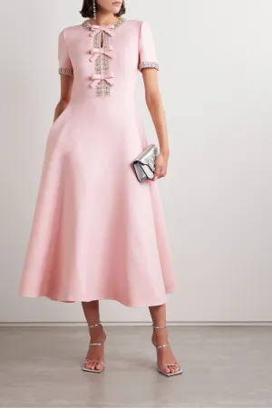 Zoe Bowknot Crystal-embellished Midi Dress